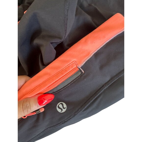 LULULEMON Black Orange Capri Workout Crop Pants Size 2 - Picture 5 of 7